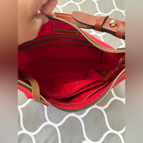 Dooney & Bourke Erica Nylon with Leather Trim Large Red Shoulder Bag - Picture 8 of 13